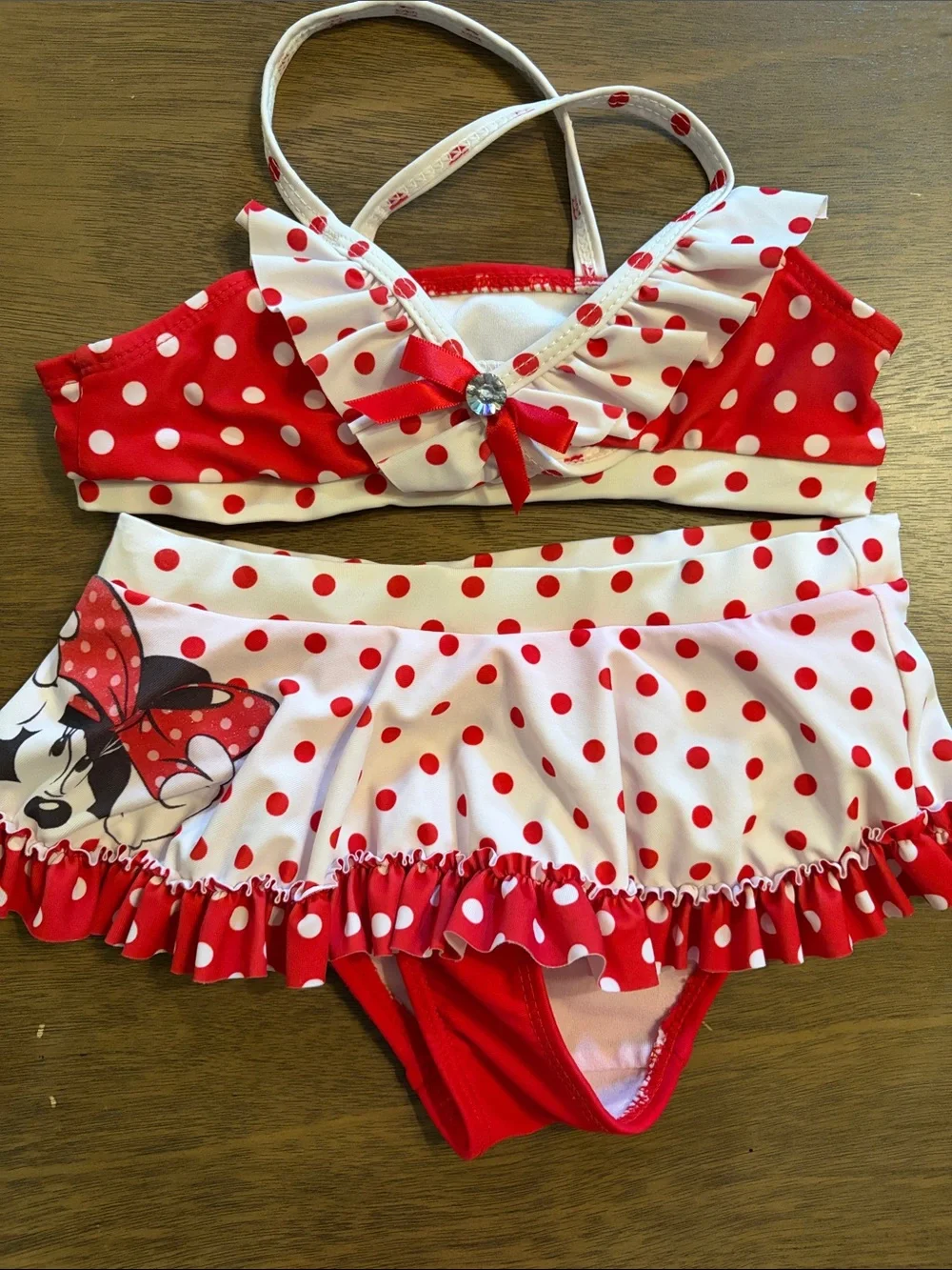 Minnie Mouse Polka Dot Red and White Two-Piece Swim Bikini Size 5/6